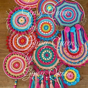 Crochet pattern COMBI Rosie + Daisy + Poppy, crochet mandala doily, crochet placemat, crochet home accessories