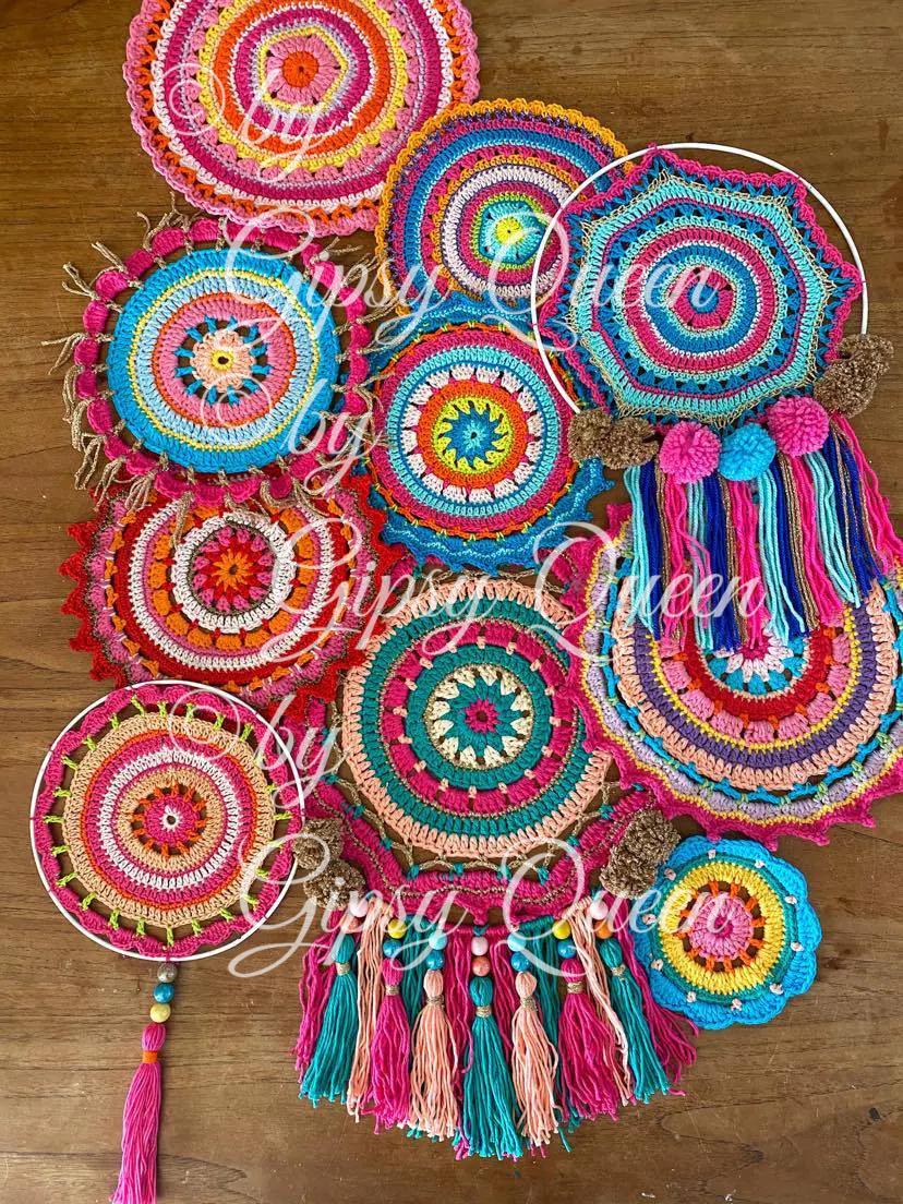 Crochet pattern COMBI Rosie + Daisy + Poppy, crochet mandala doily, crochet placemat, crochet home accessories