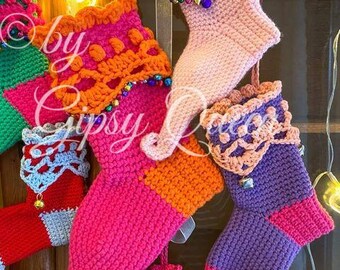 Crochet pattern elf stocking – DIY Christmas stocking in 3 sizes, including classic