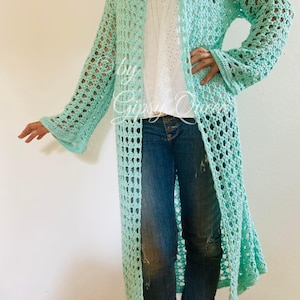 Crochet pattern Monika, crochet coat, crochet lace coat pattern, crochet cardigan, crochet light coat, crochet net coat
