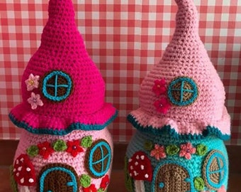 Crochet instructions fairy house doorstop (language in German + English) PDF format