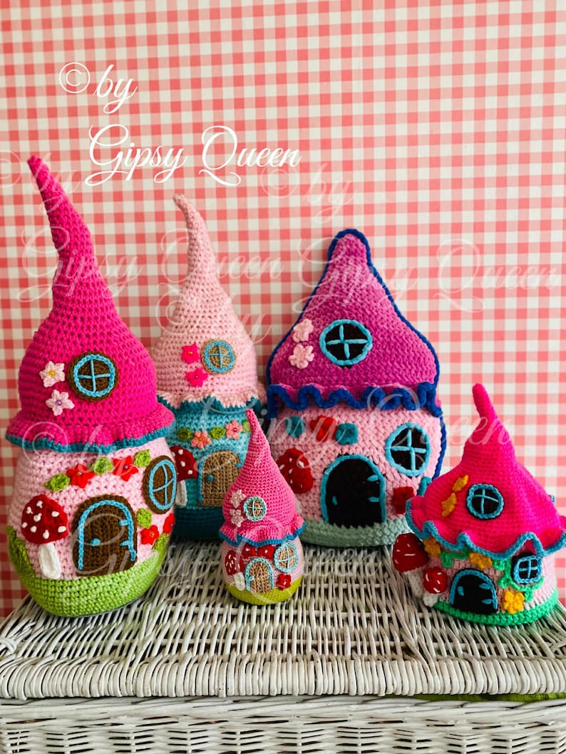 Crochet pattern for a fairy house doorstop – enchanting crocheted house, decorative house, crochet fairy house, crochet doorstop, children's room decor image 16