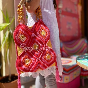 Häkelanleitung Alice Tasche, bunte Tasche häkeln, Hippie Tasche häkeln, Boho Tasche häkeln, Tasche häkeln, bunte Tasche häkeln, Damentasche