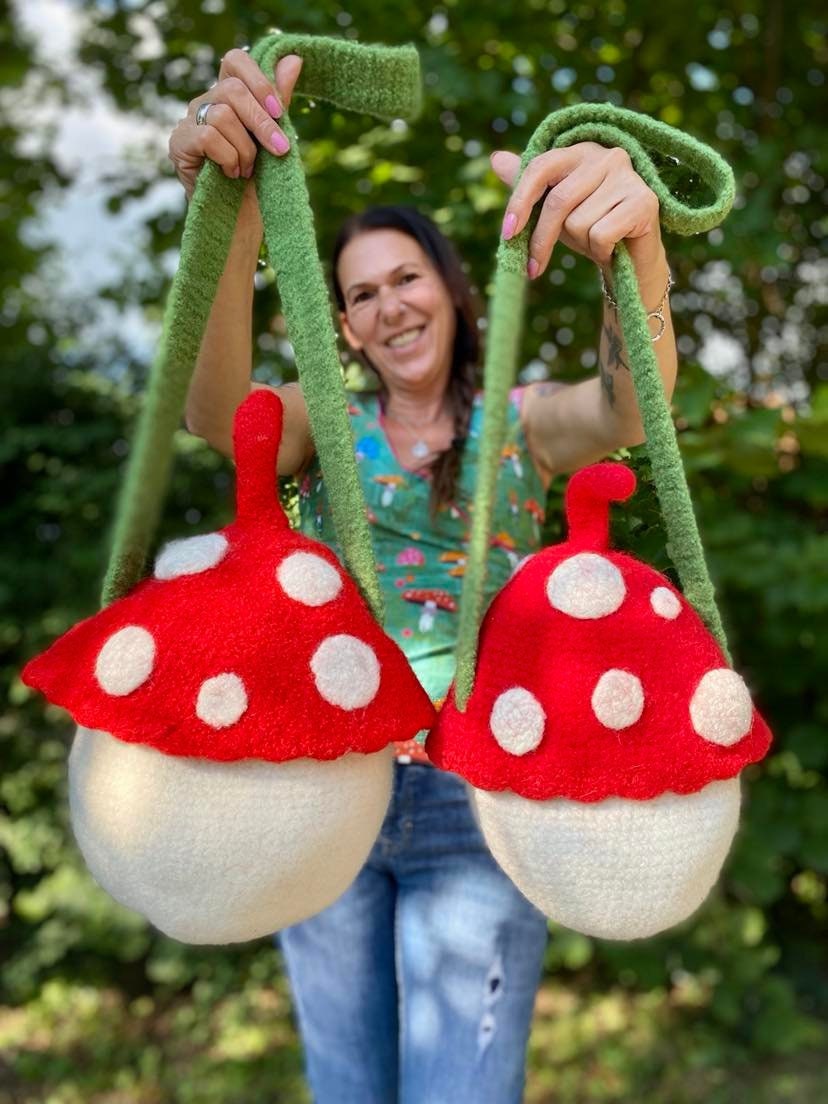 Pilz-Make-up-Tasche 24x17 Cm - Wasserdichter Polyester, Doppelseitig Bedruckt, Für Pilzliebhaber