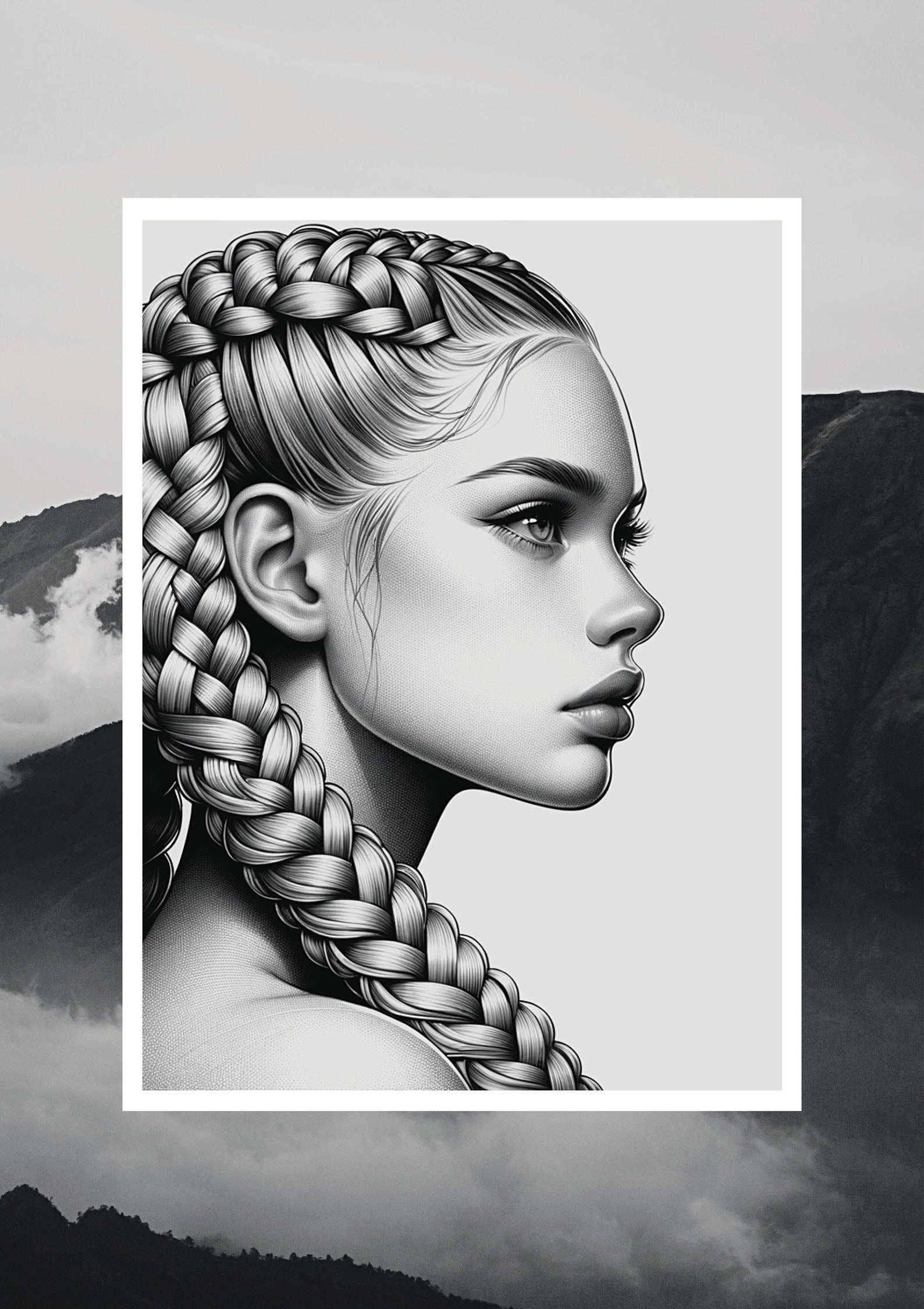 Woman W/ Moss-highlighted Box Braids-digital Art Print, Ai-generated ...