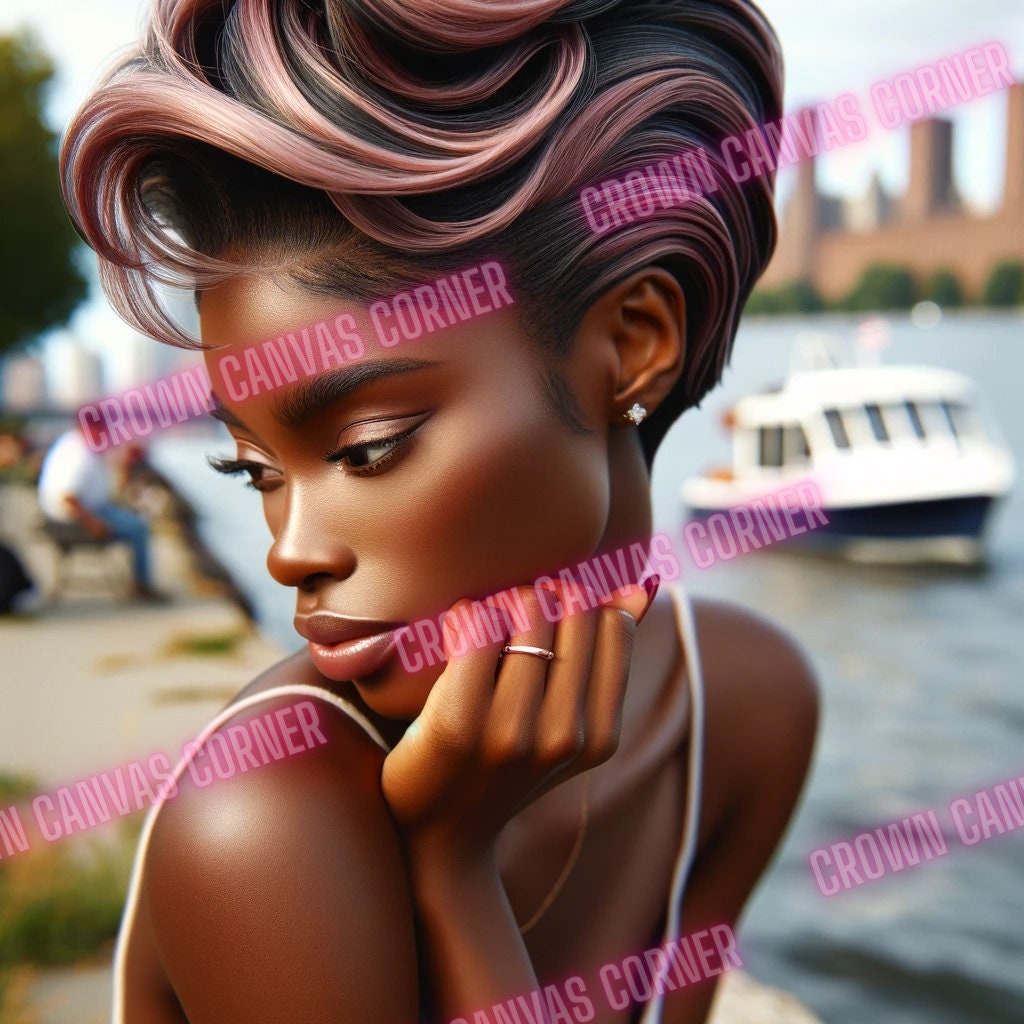 Ultra Silk Press Hairstyles Collection - Set of 5 Wall Art Prints Unique Hairstyles - Digital Art Collection, Urban Hairstyle Collection