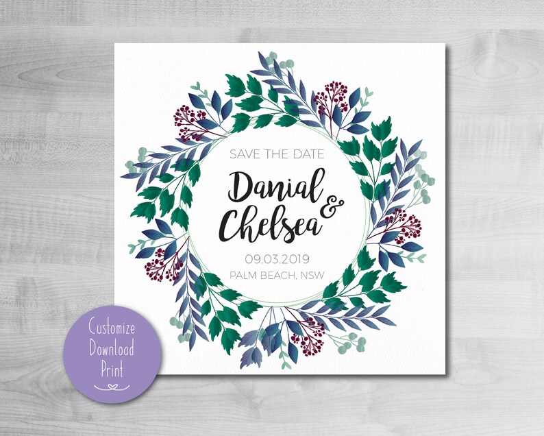 Wedding Invites Customized Digital Download Wedding Printable Template Save the Date Square,Wedding Printable Wedding Invitation DIY