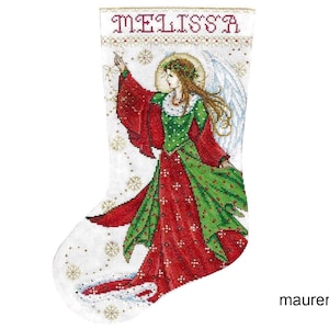 Finished Christmas stocking Christmas Angel stocking Embroidered personalized Xmas stocking Made to order