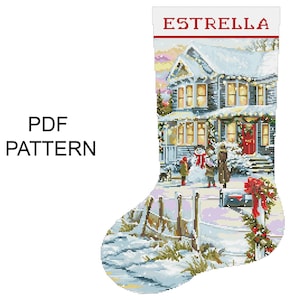 Christmas stocking PDF pattern cross stitch Embroidery Christmas stocking Digital instant download