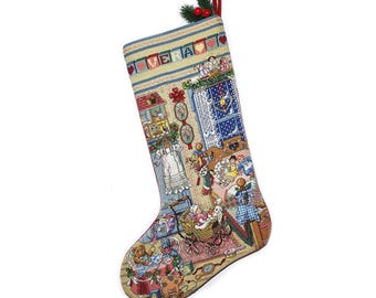 Personalised Christmas stocking Sugar and spice Little girls room Custom cross stitch Xmas decor