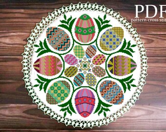Easter embroidered eggs PDF pattern Easter table runner pattern Easter decor Easter eggs tablecloth Easter table Easter gift Egg pattern
