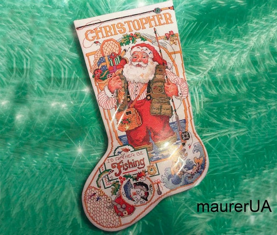 Personalised Christmas Stocking Id Rather Be Fishing Stocking Embroidered  Santa Claus Kooler Design Studio Made to Order -  Canada