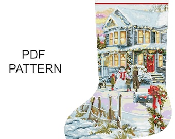 Christmas stocking PDF pattern cross stitch Embroidery Christmas stocking Digital instant download