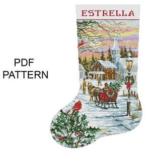 Christmas stocking PDF pattern cross stitch Embroidery Christmas stocking Digital instant download