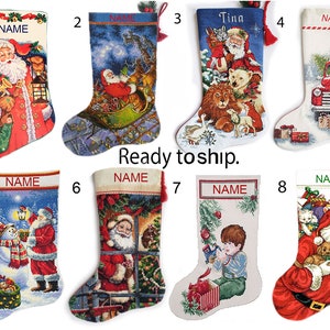 Finished embroidered Christmas stockings Hand embroidery only READY TO SHIP