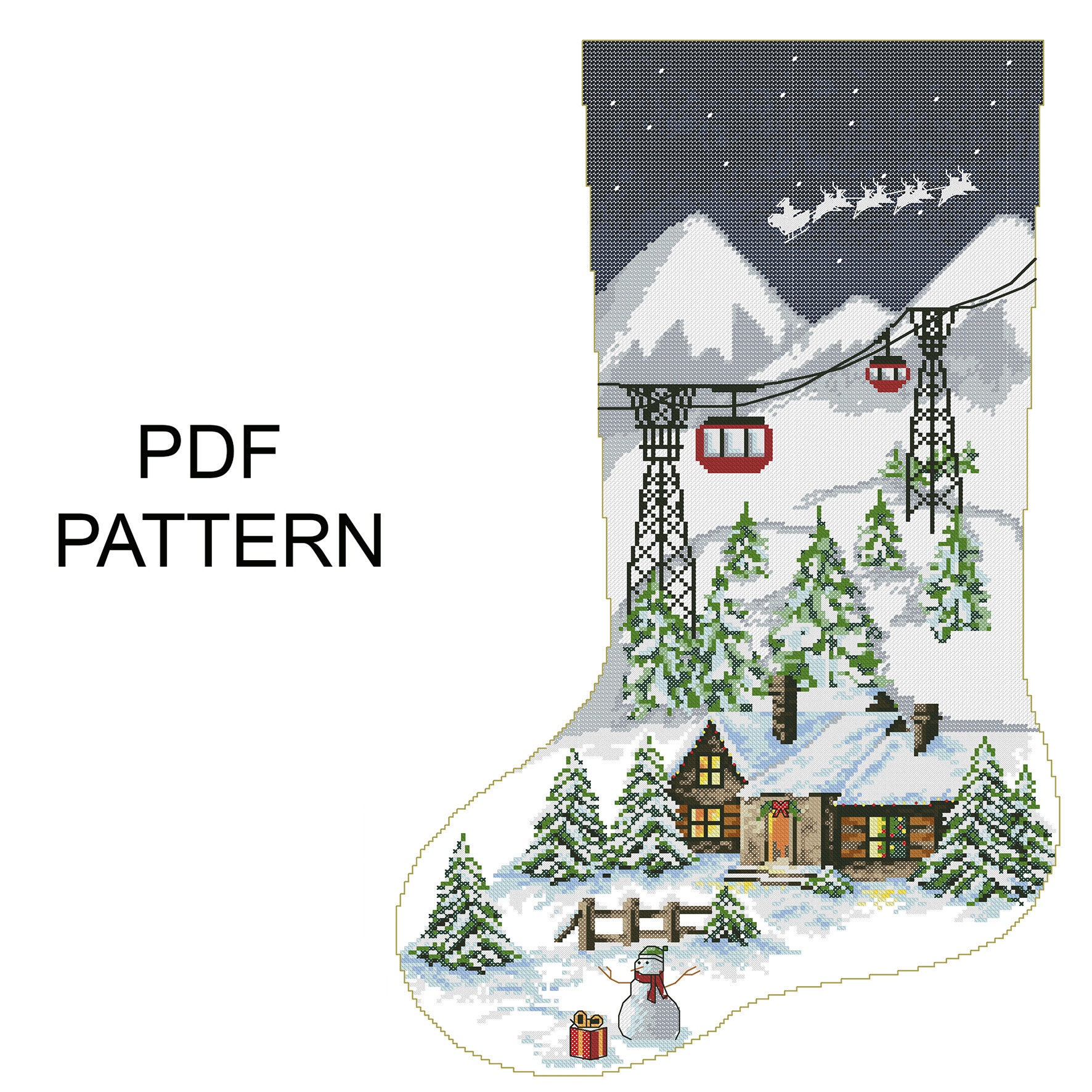 Fairy Christmas Stocking - Small Cross Stitch Pattern - Lucie Heaton -  Digital PDF Counted Cross Stitch Chart Download