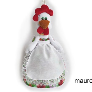 Plastic bag holder hen in green dress Kitchen bag organizer Mothers Day gift for hostess