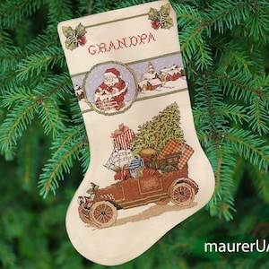 Personalized Christmas stocking Holiday Motor Car Stocking Needle Treasures