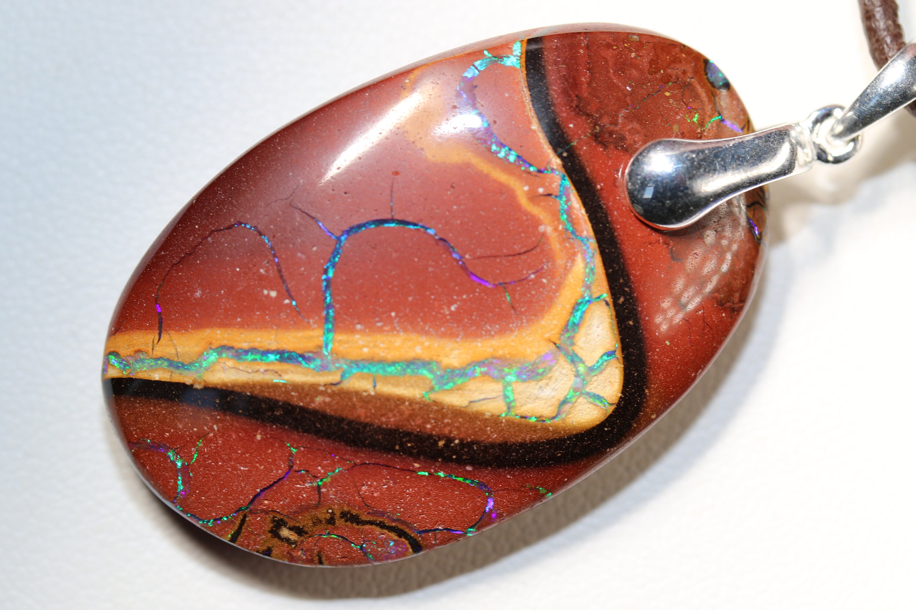 Pendentif En Argent 925 Avec Opale Boulder Naturelle D'Australie - Yowah Queensland - 12,9 Carats