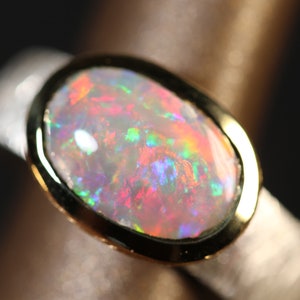 Gr.57 silver ring 5 micron gold-plated crown with Australian opal