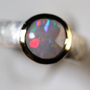 Gr.56 silver ring 5 micron gold-plated crown with Australian opal