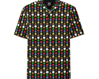 Koszulka z nadrukiem Mask Pattern Unisex zapinana na guziki inspirowana Bionicle