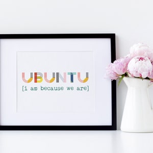 Ubuntu definição humanidade compaixão áfrica africana dizendo mensagem impressão de arte moderna digital para impressão download instantâneo arte de parede decoração de casa