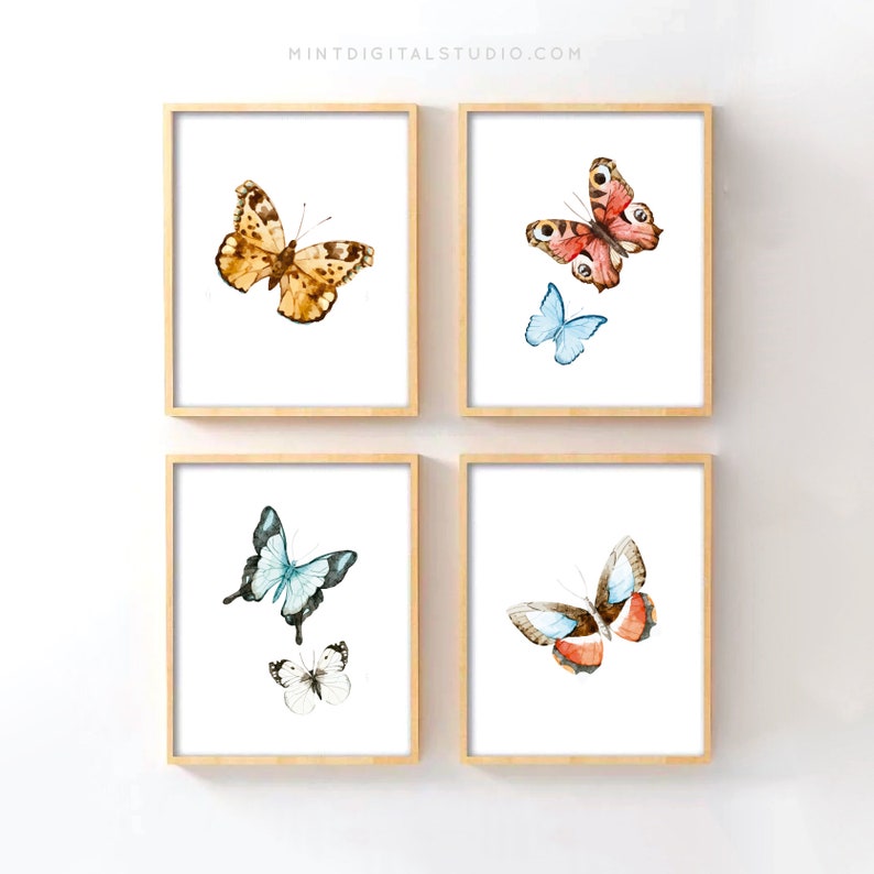 Butterfly Watercolor Wall Art Butterfly Wall Decor Butterfly Etsy