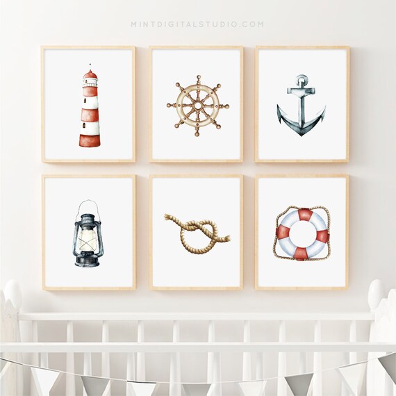 Nautical Nursery Art Nautical Wall Art For Boys Room Decor Etsy