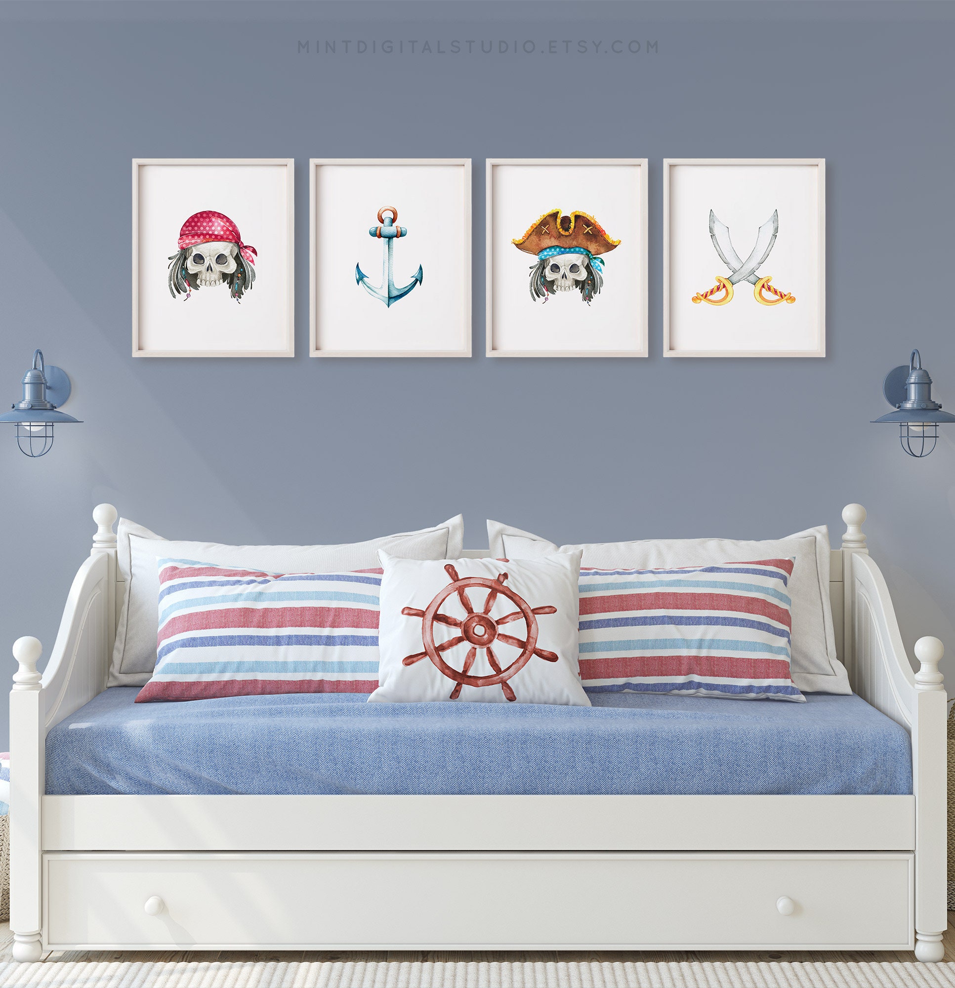 Pirate Print Set Kids Wall Art Kids Room Decor Boys Room Etsy