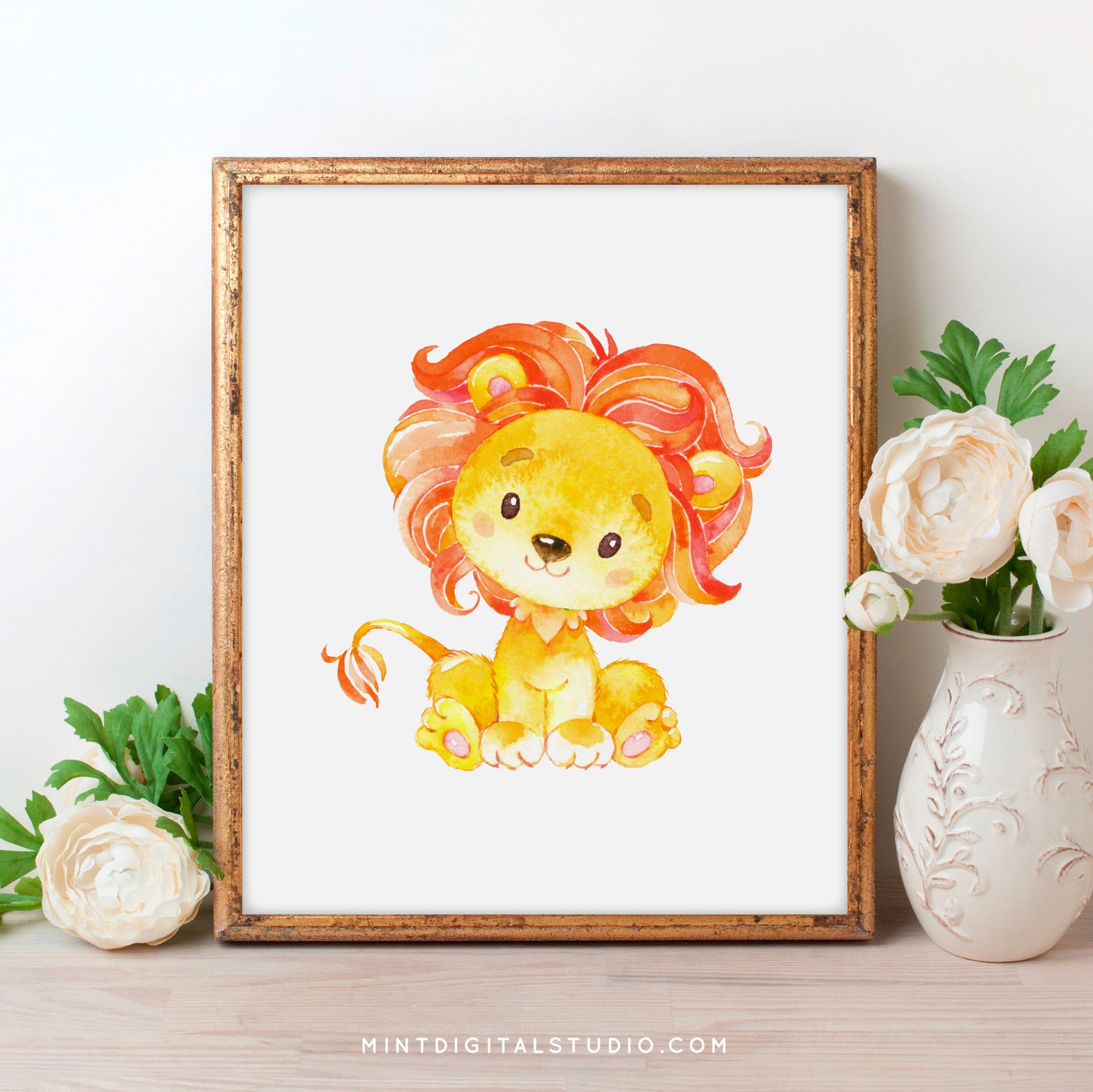 Lion Wall Art Baby Animal Prints Nursery Animal Print Etsy