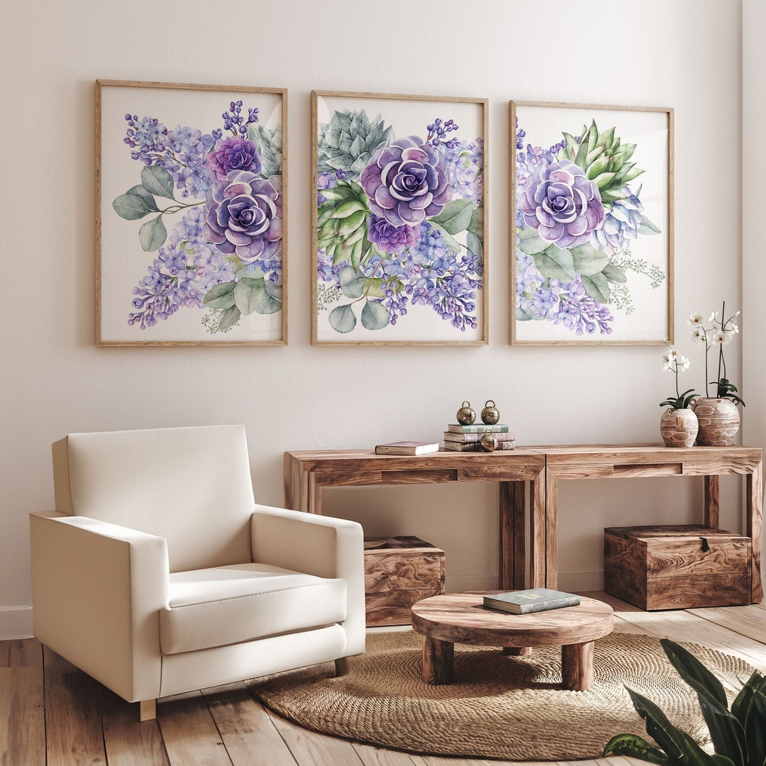 Botanical Prints Set of 3, Succulent Prints, Sage Green Wall Art ...