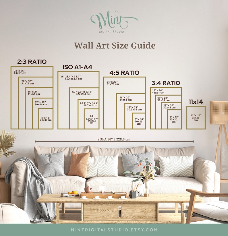 Lemon wall art set of 3 printable size guide digital download