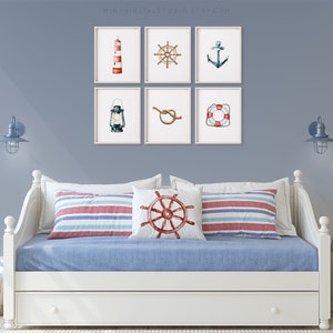 Coastal nursery wall art nautical prints set of 6 instant download