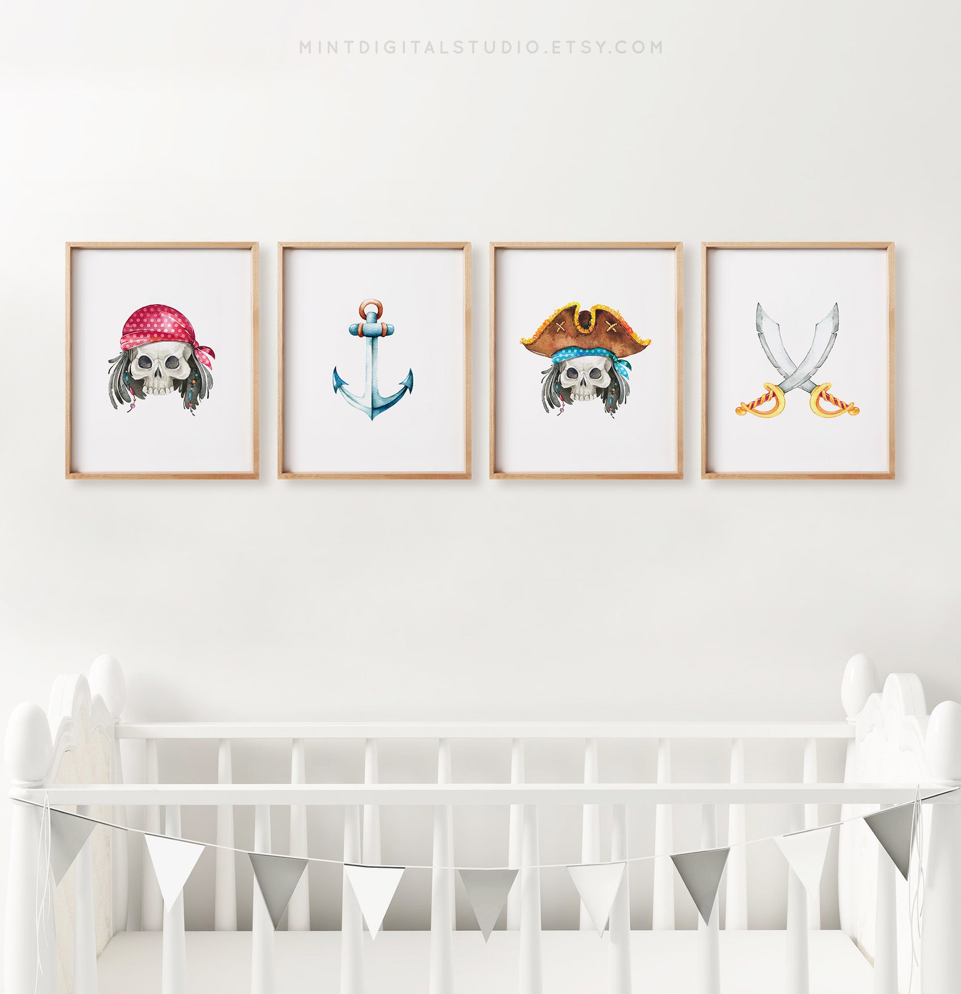 Pirate Print Set Kids Wall Art Kids Room Decor Boys Room Etsy