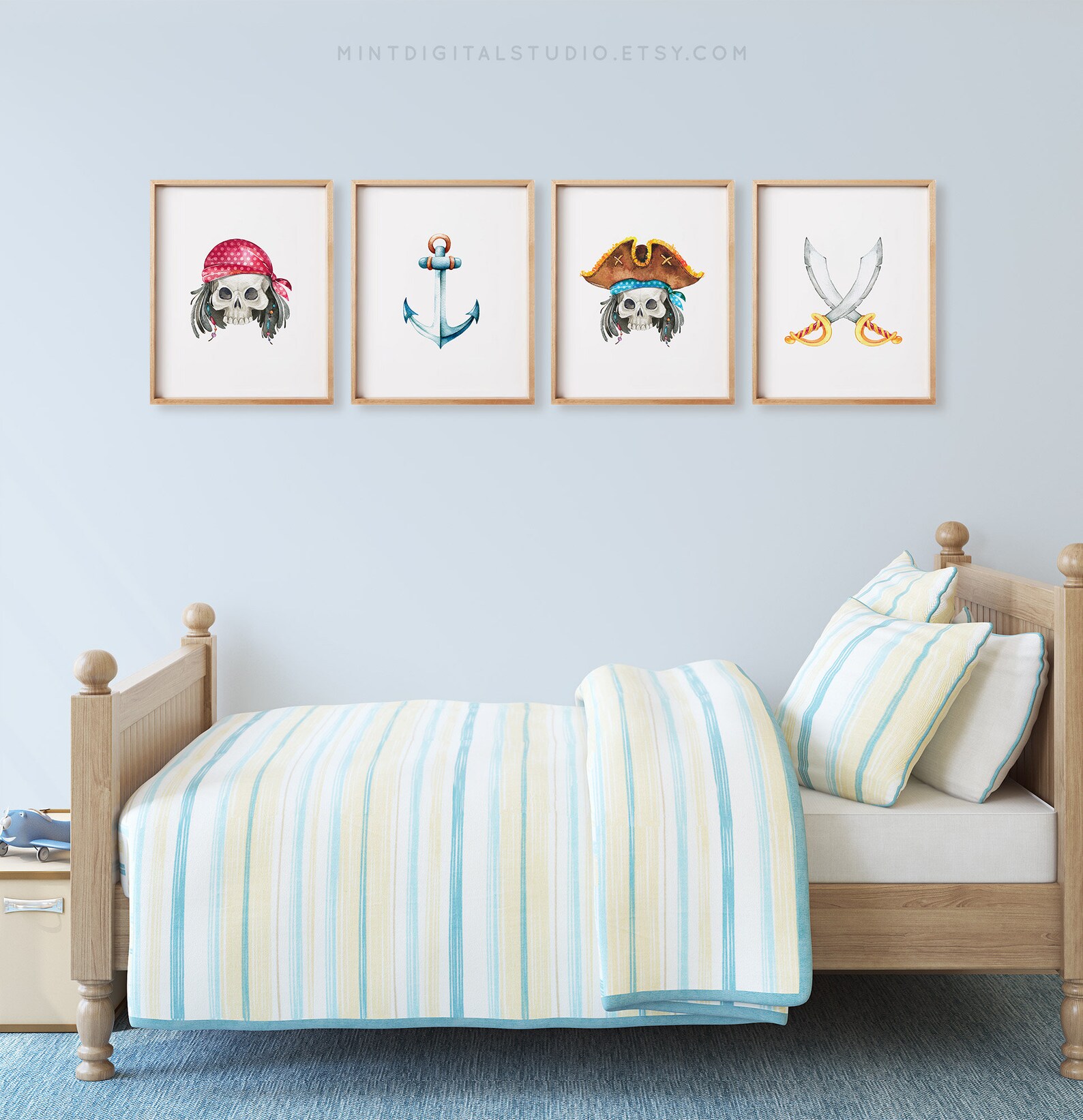 Pirate Print Set Kids Wall Art Kids Room Decor Boys Room Etsy