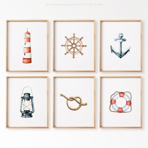 Nautical bathroom wall art coastal printable set instant download