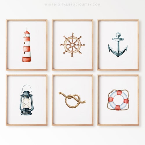 Nautical Nursery Decor Set of 3 Nautical Prints Nautical Etsy