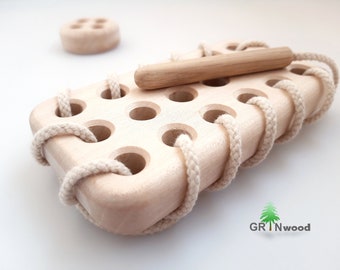 Wooden Lacing Toy | Montessori Toddler Travel Game