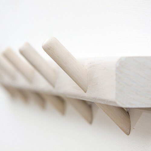 Oak Bathroom Towel Rack // Wooden Pegs Towel Hanger // Kitchen Etsy