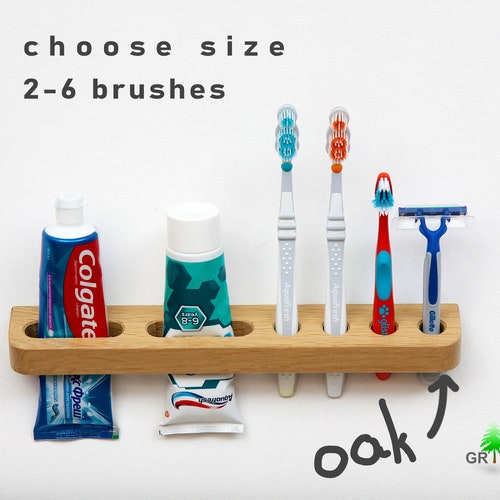 Wooden Toothbrush and Toothpaste Holder Wall Mounted Etsy