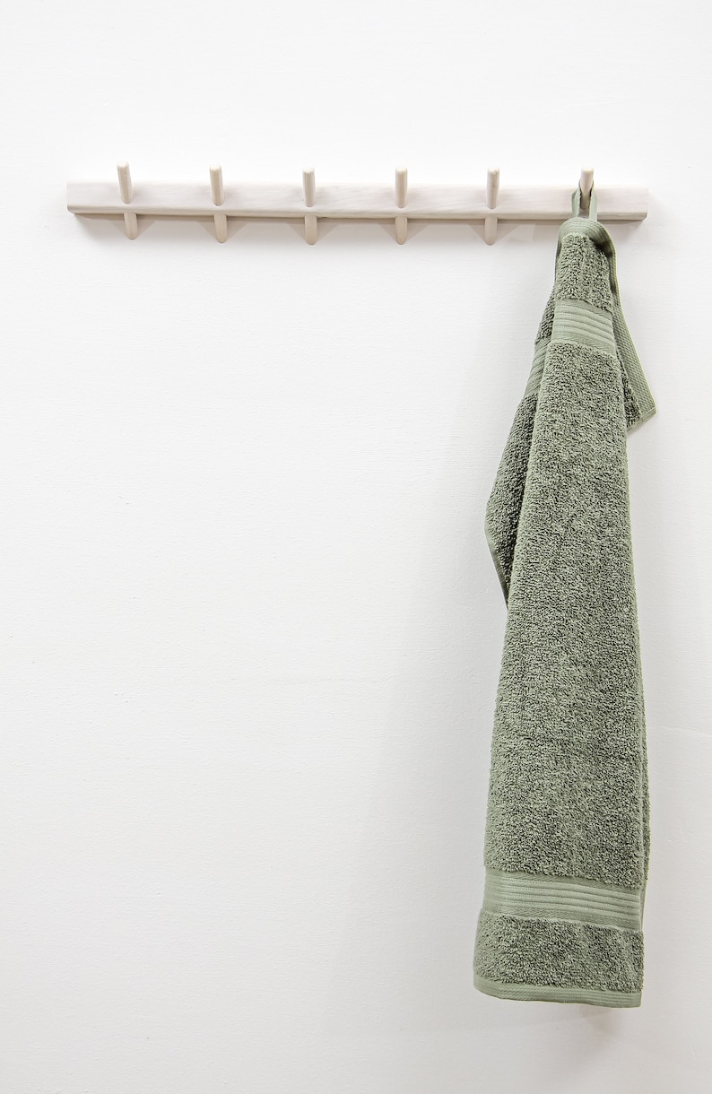 White Bathroom Towel Rack // White Pegs Towel Hanger // - Etsy