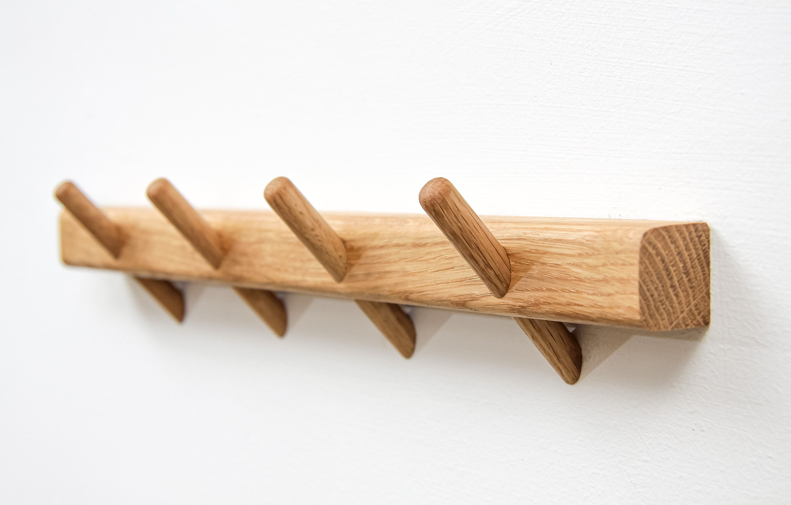Oak Bathroom Towel Rack // Wooden Pegs Towel Hanger // Kitchen Etsy