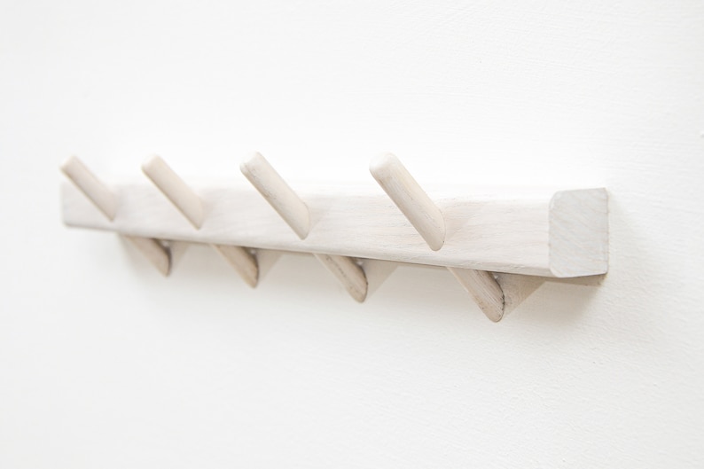 White Bathroom Towel Rack // White Pegs Towel Hanger // - Etsy