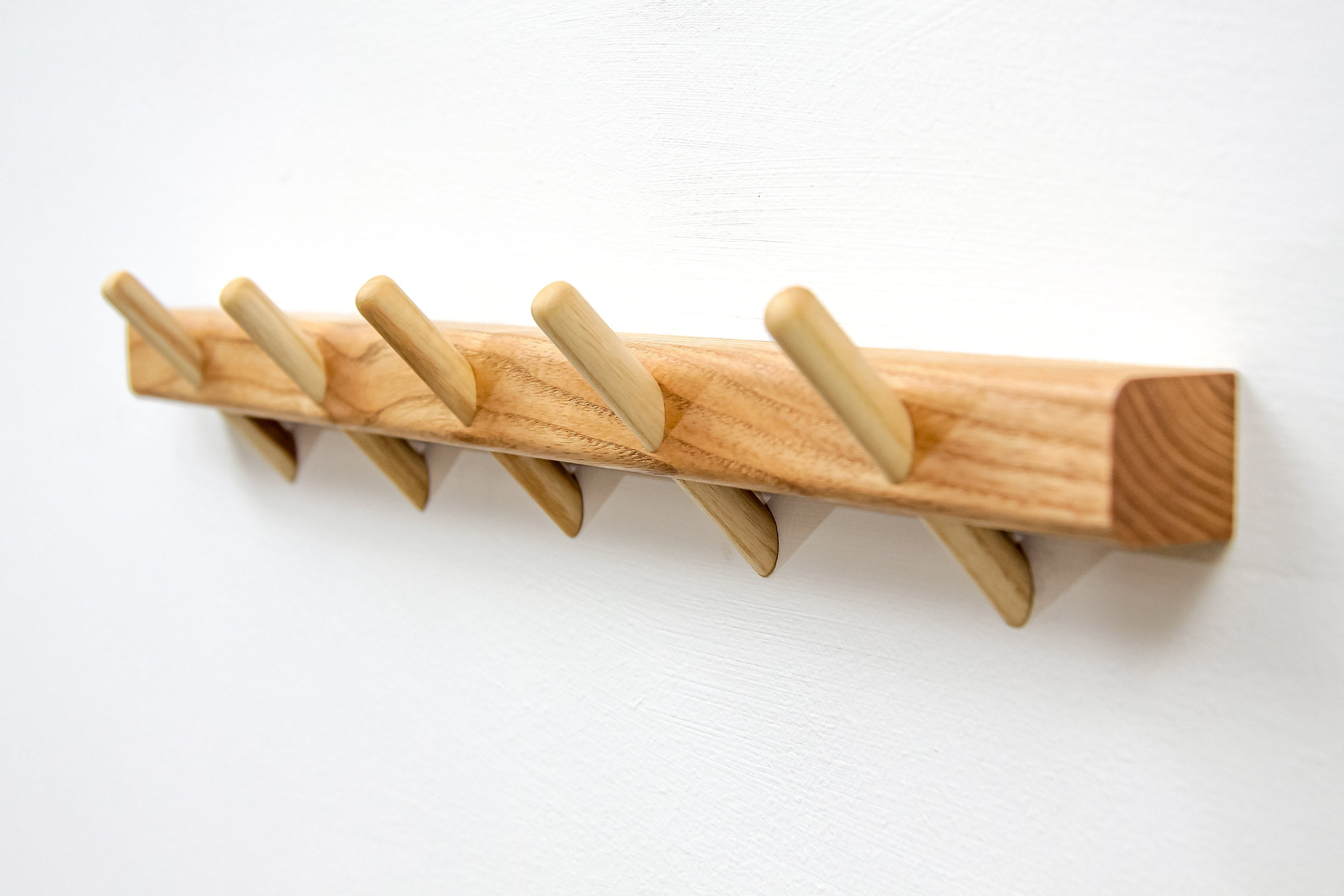 Ash Bathroom Towel Rack // Wooden Pegs Towel Hanger // Etsy