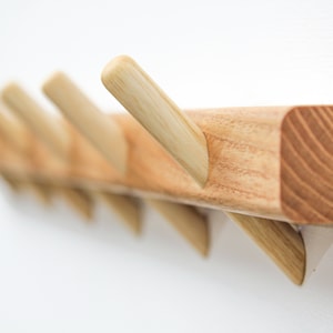 Ash Bathroom Towel Rack // Wooden Pegs Towel Hanger //  Kitchen Wall Hooks Rack // Ash Bathroom Storage Wall Mount // Ash Towel Hooks