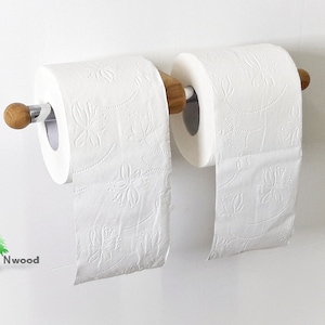 Doppio portacarta igienica Portautensili // Portaro "/ Gancio rotolo di legno // Ganci di carta igienica // Portarotolo a parete // Doppia porta-TP