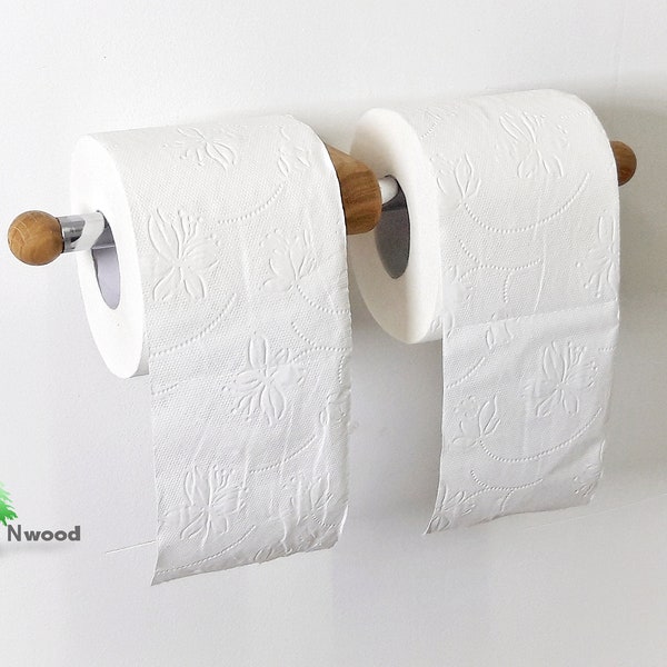 Double Toilet Paper Holder // Two Rolls Holder // Wood Roll hook // Toilet Paper Hooks // Wall Roll Holder // Double TP Holder