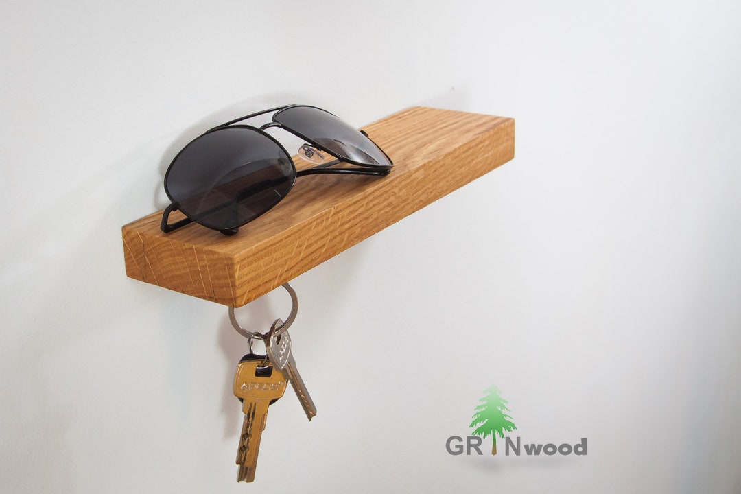 Magnetic Key Holder // Wood Floating Shelf // Key Rack With Neodymium ...