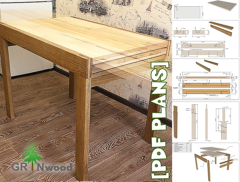 Folding Dining Table Woodworking Plans Digital Pdf Drawings Etsy